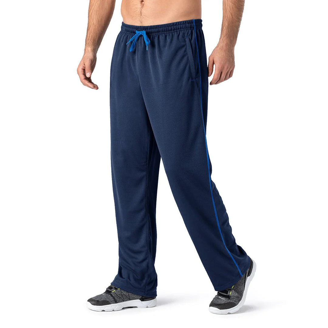 Men's Casual Open Bottom Mesh Sweatpants with Pockets