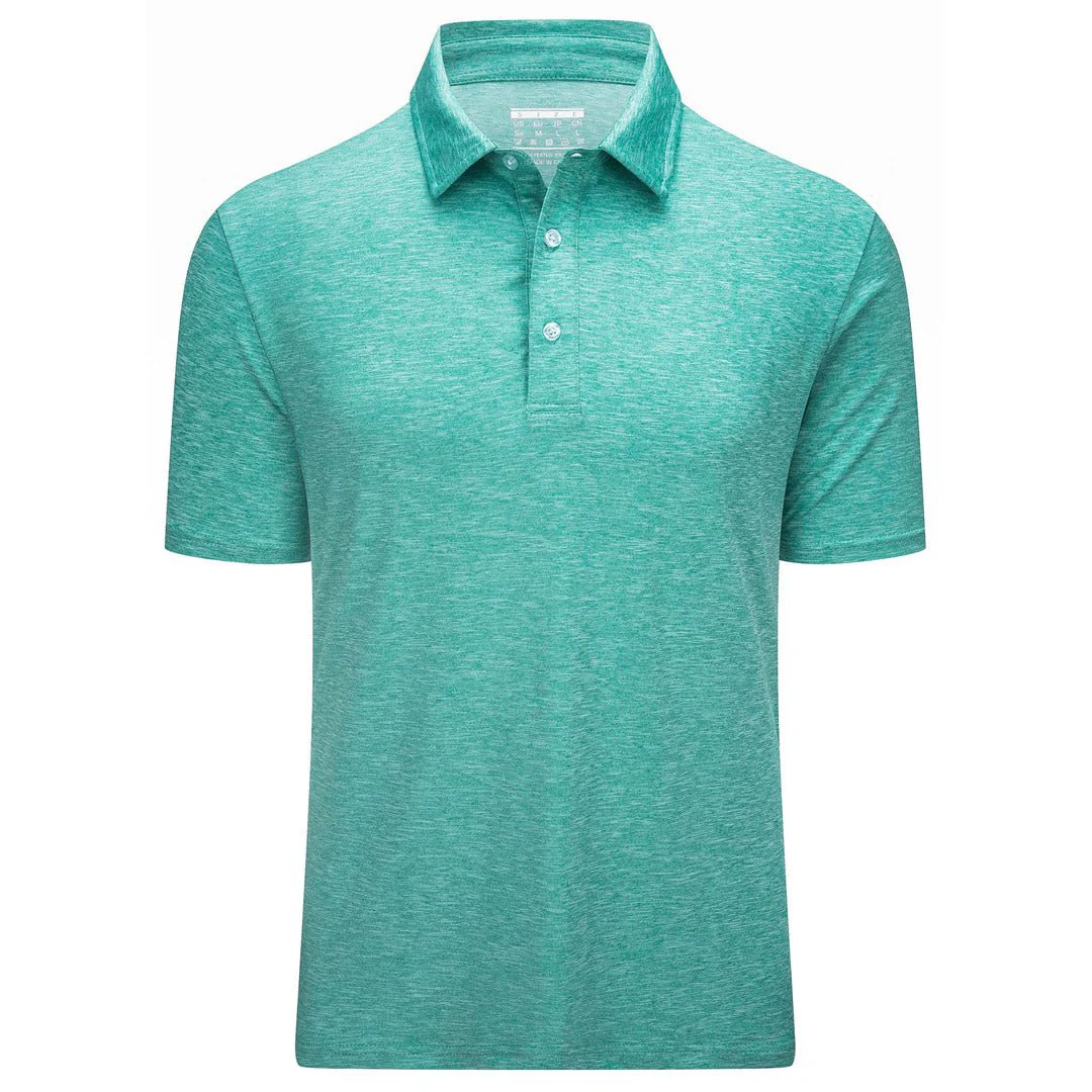 Men's Golf 3 Buttons Spread Collar Solid Quick Dry Polo Shirt