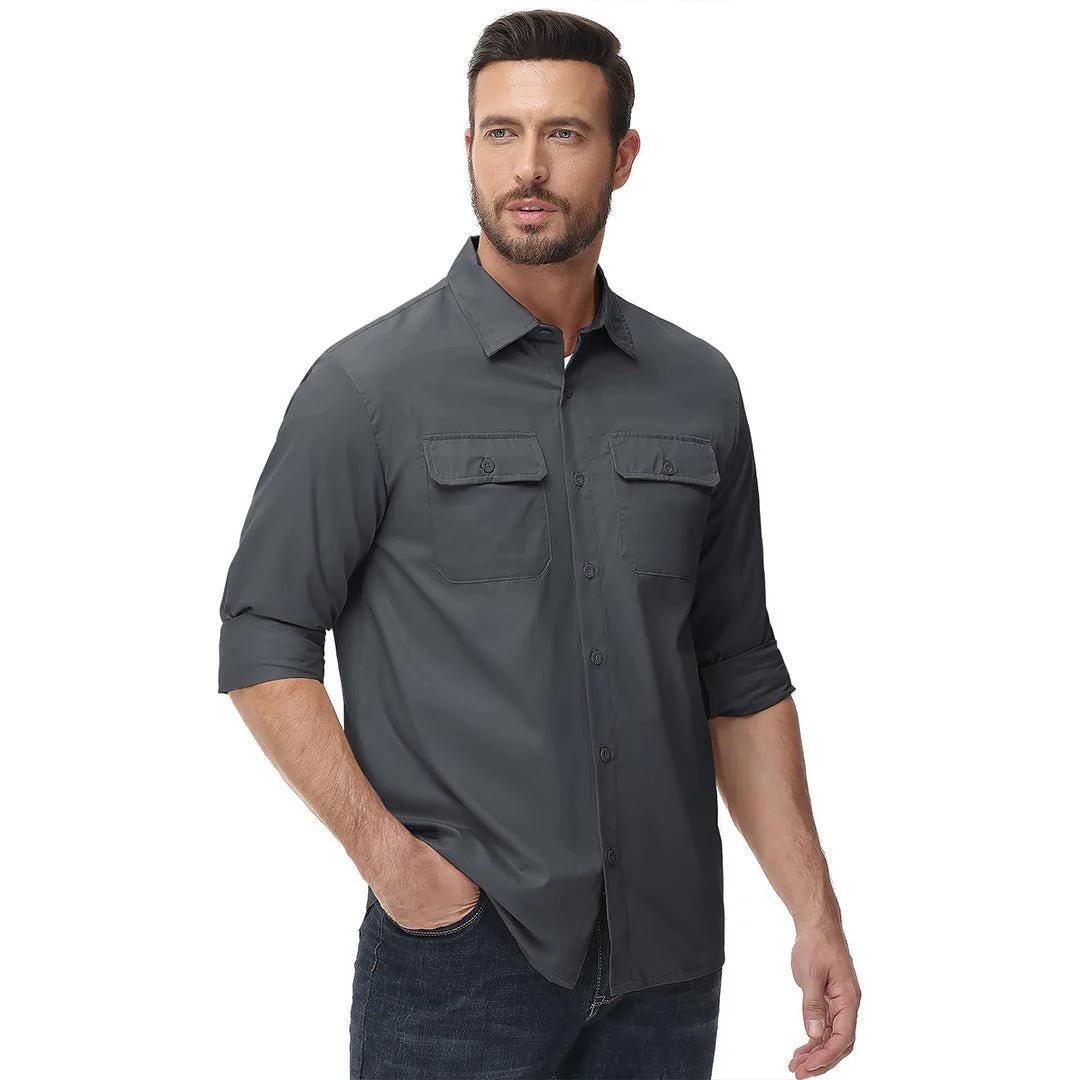 Men's Cotton Casual Button-Up Long Sleeve Shirts