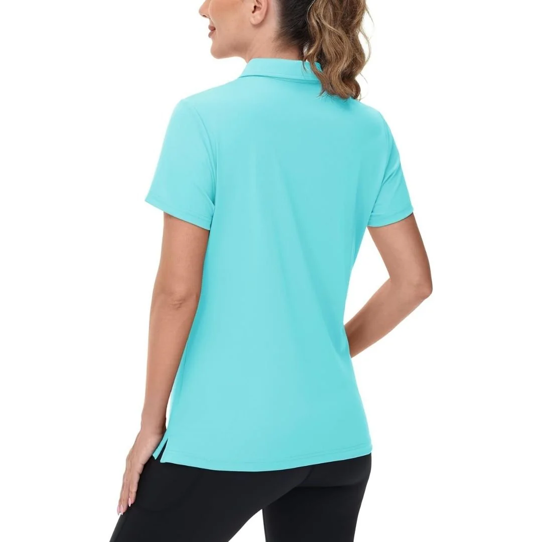 Womens V Neck Quick Dry UPF 50+ Golf Polo Shirt