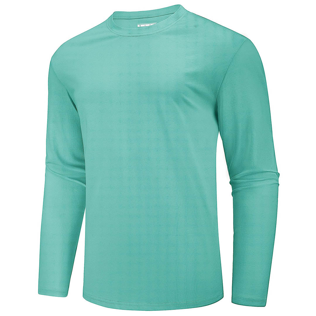 Men's Cotton Solid Color Classic Casual Long Sleeve T-shirt