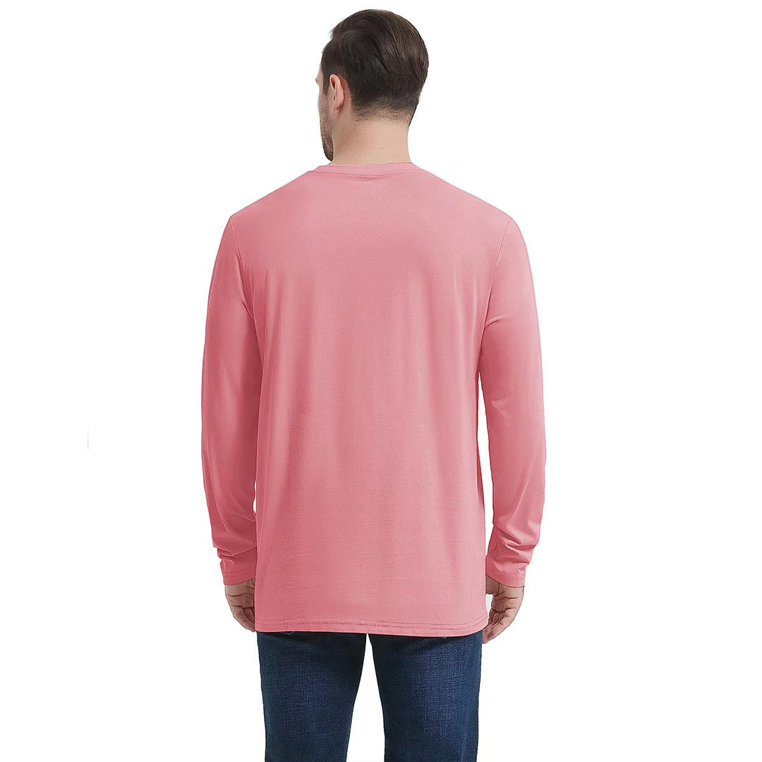 Men's Cotton Solid Color Classic Casual Long Sleeve T-shirt