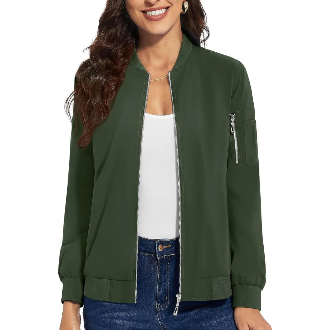 Women's Lightweight Casual Windbreaker Bomber Jackets