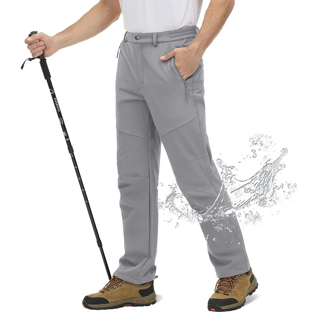 Men's Water-Resistant Ski Fleece Lining Soft Shell Hiking Pants