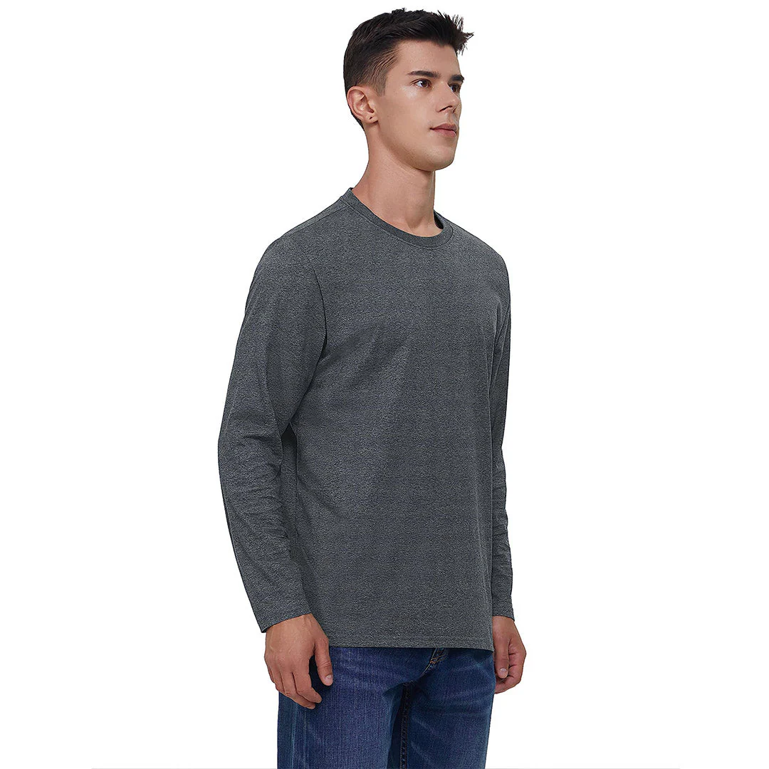 Men's Cotton Solid Color Classic Casual Long Sleeve T-shirt