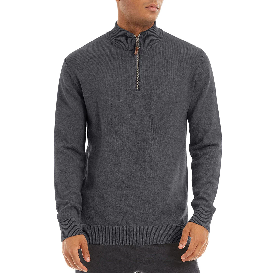 Men's Quarter-Zip Sweater Casual Pullover Knitted Jumper