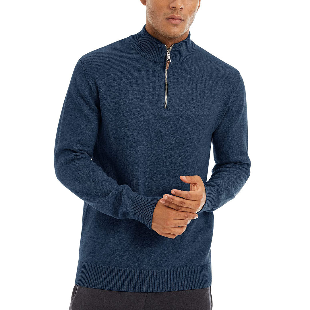 Men's Quarter-Zip Sweater Casual Pullover Knitted Jumper