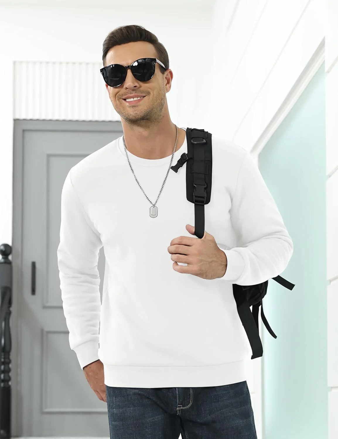 Men's Uncw Sweatshirts Vintage Crewneck Winter Active Warm Outdoor