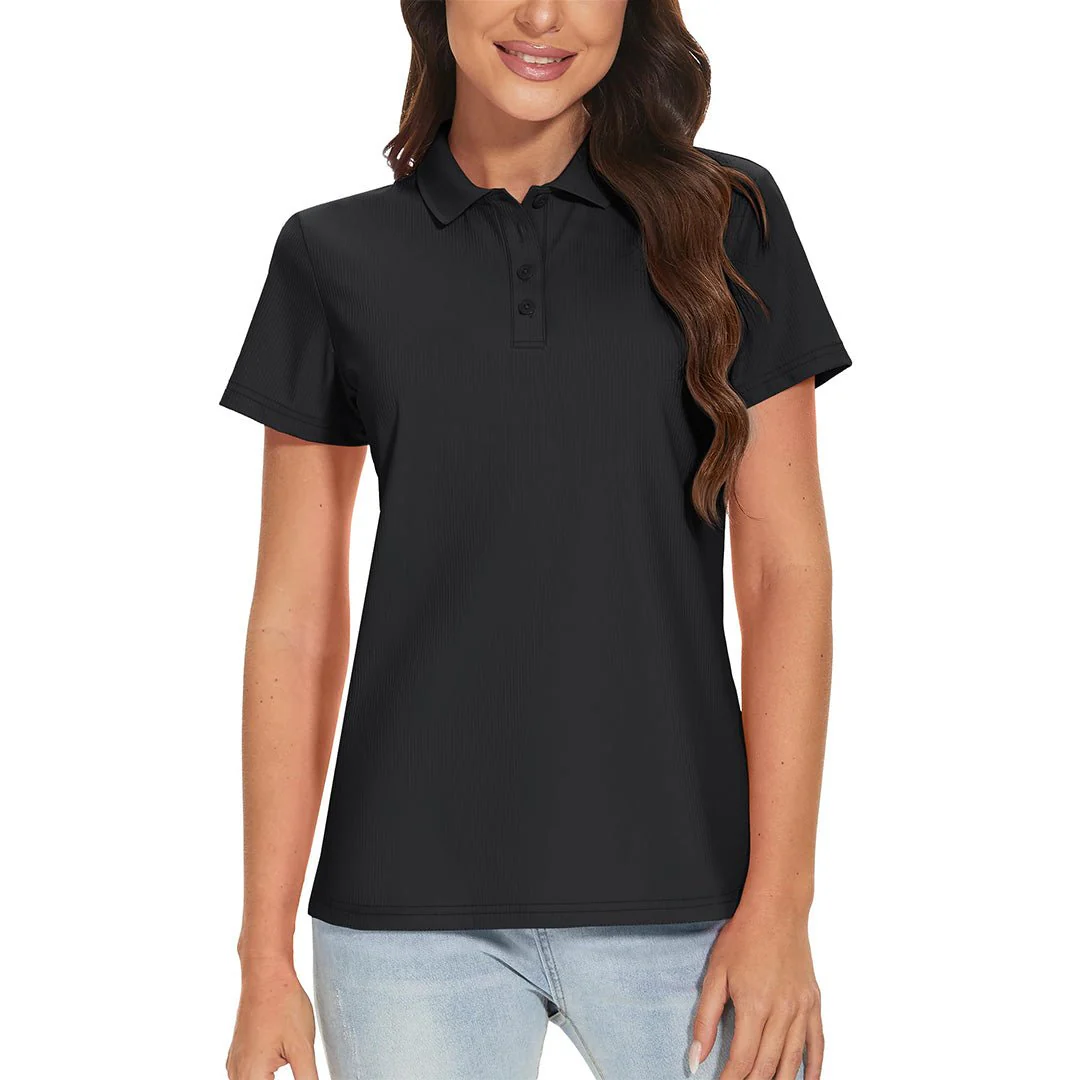 Women's Golf Tennis 4-Button Lightweight Quick-Dry Polo Collared Shirts