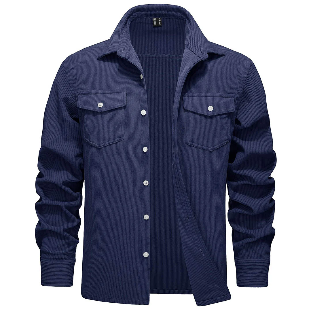 Men's Casual Shacket Lightweight Corduroy Shirt Jacket