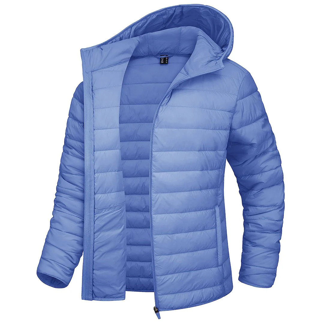 Women's Lightweight Puffer Full-zip Water-Resistant Winter Coat with Hood