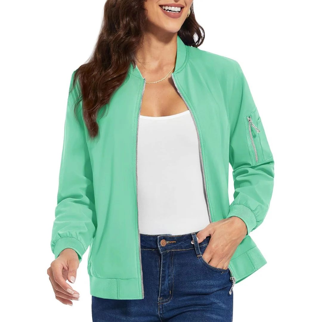 Women's Lightweight Casual Windbreaker Bomber Jackets