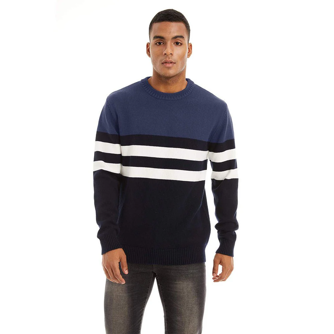 Men's Sweater Crewneck Classic Pullover Striped