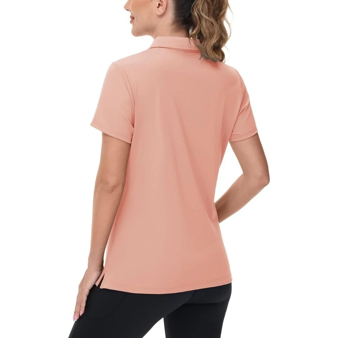 Womens V Neck Quick Dry UPF 50+ Golf Polo Shirt