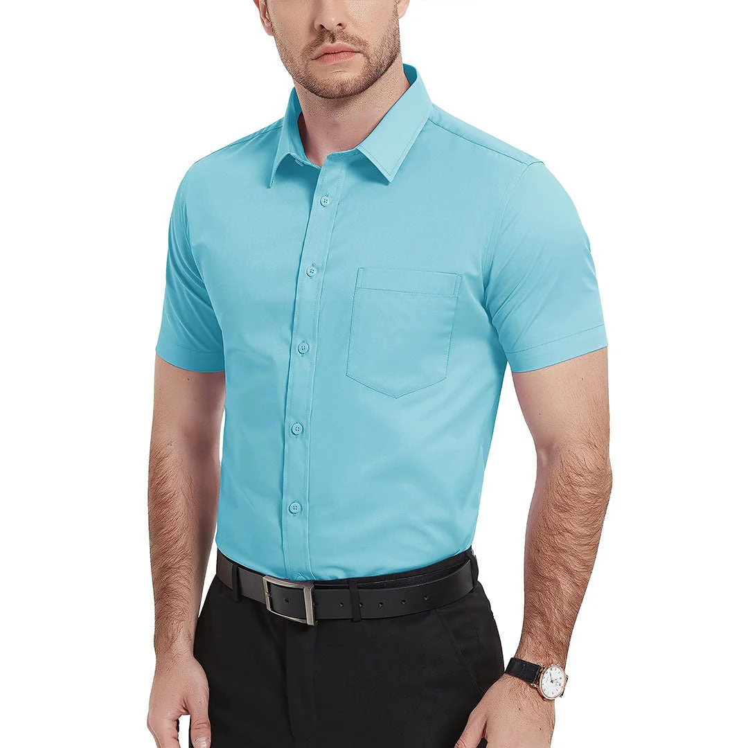 Men's Summer Casual Regular Fit Button Down Short Sleeve T-shirt