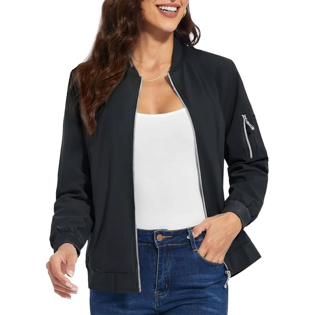 Women's Lightweight Casual Windbreaker Bomber Jackets