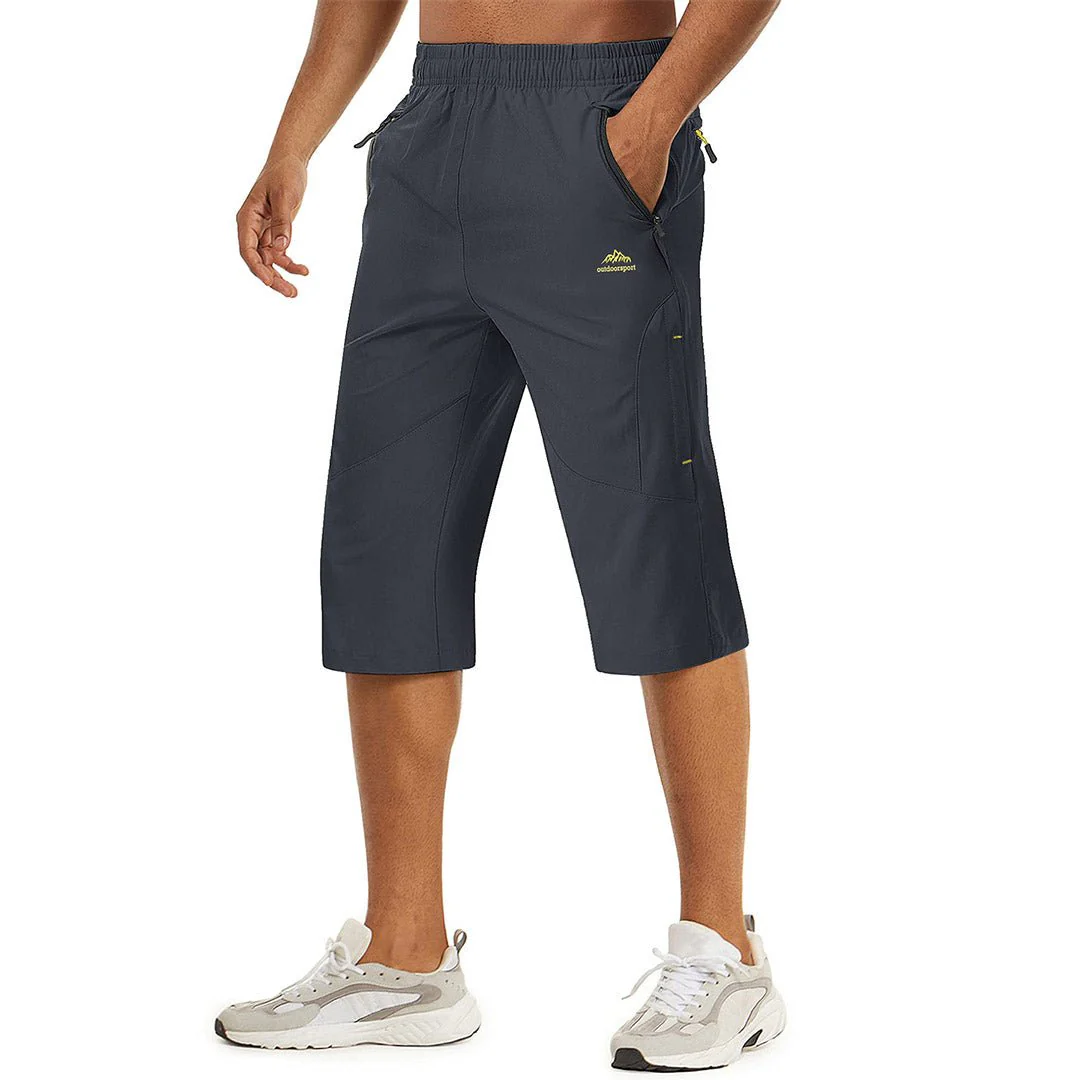 Men's Quick Dry 3/4 Capri Zipper Pockets Long Shorts