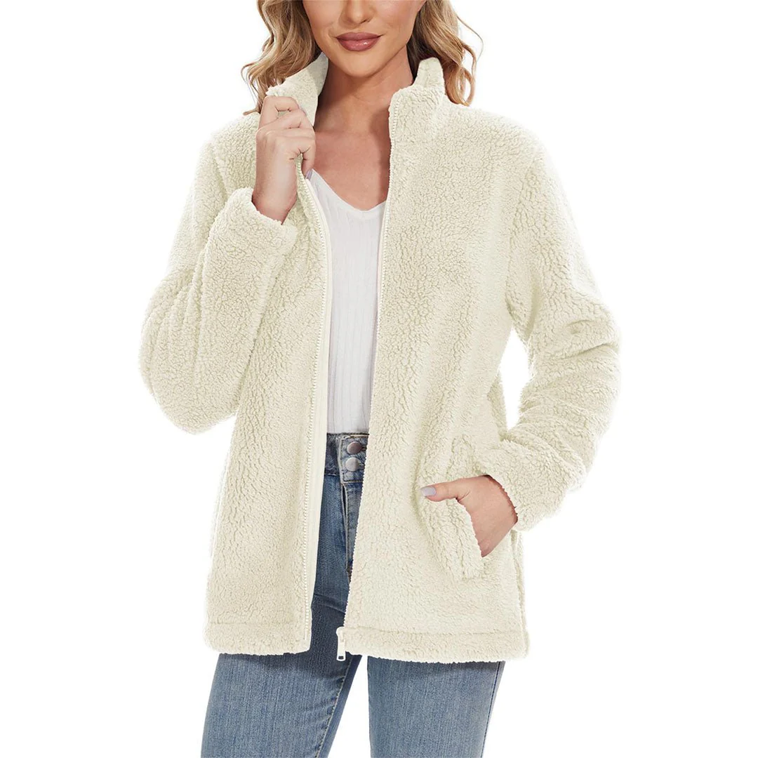 Women's Sherpa Fleece Full Zip Fuzzy Jackets