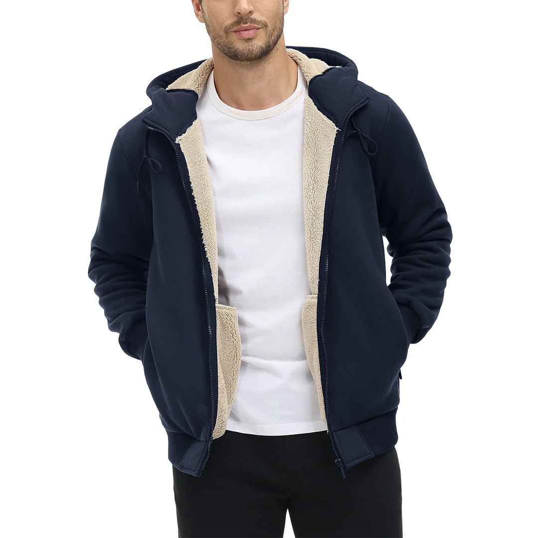 Men's Fleece Hoodie Jacket Windproof Winter Coats