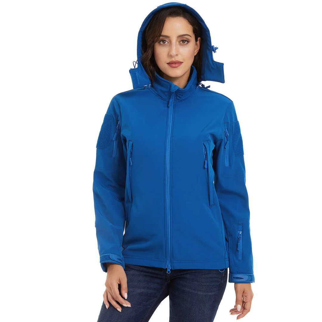 Women's Waterproof Softshell Jacket Hooded Fleece Windbreaker Coat