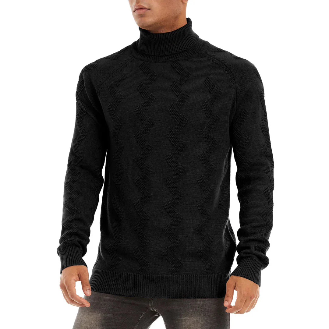 Men's Cotton Sweaters Long Sleeves Pullover Knitted Turtleneck