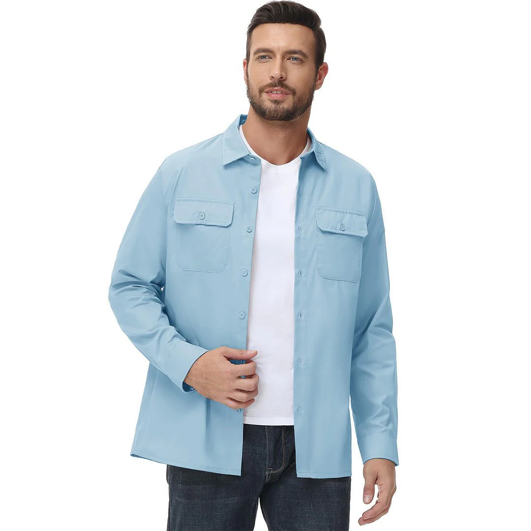 Men's Cotton Casual Button-Up Long Sleeve Shirts