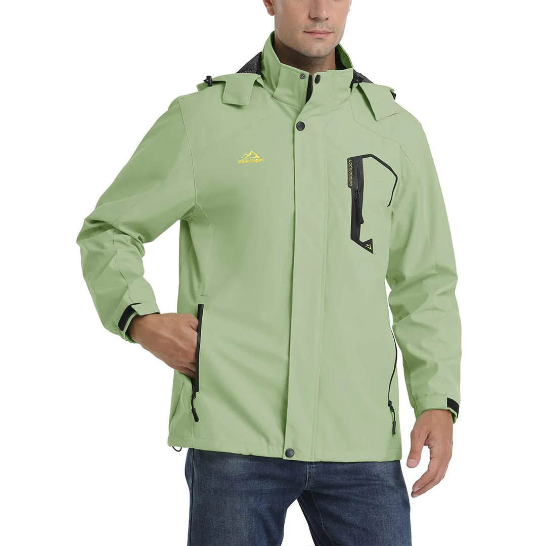Men's Lightweight Waterproof Windproof Outdoor Hiking Jacket with Zipped Pockets