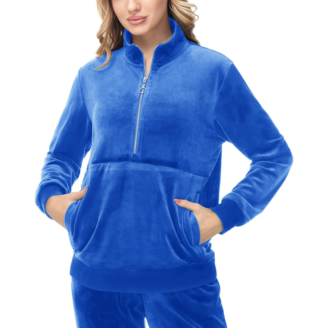 Women's Half Zip Velour Pullovers