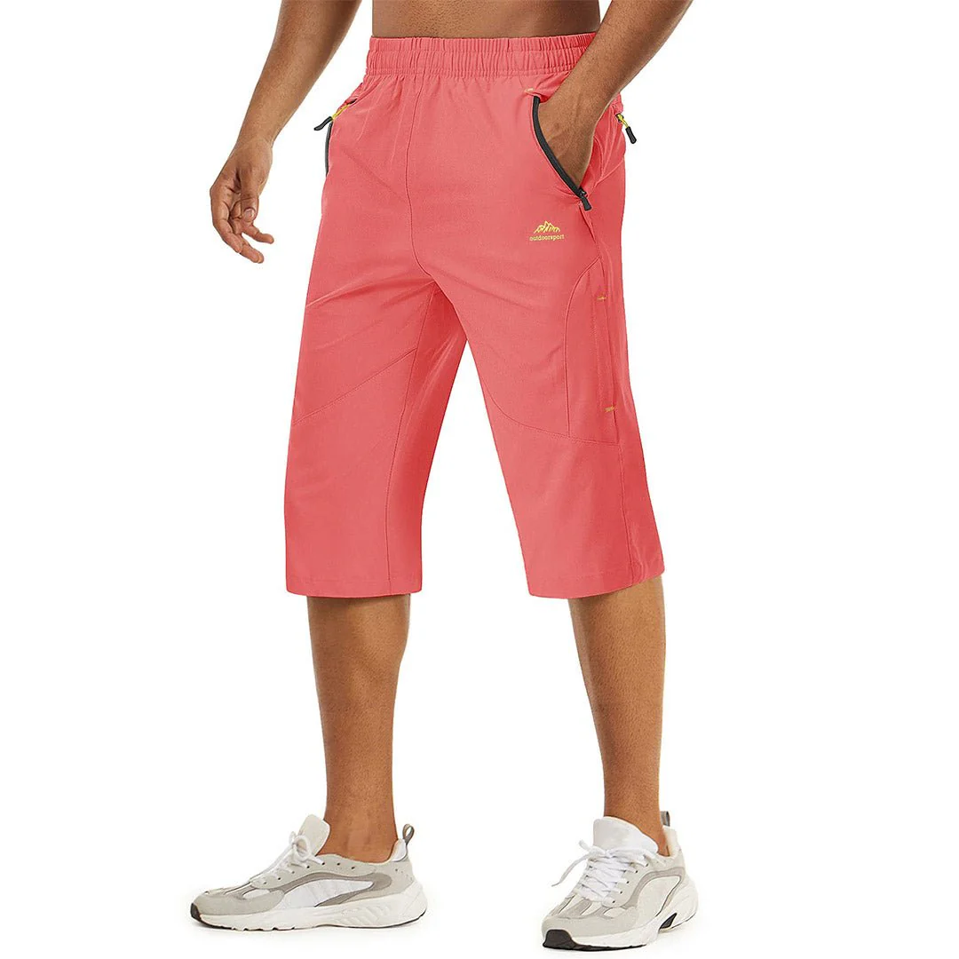 Men's Quick Dry 3/4 Capri Zipper Pockets Long Shorts