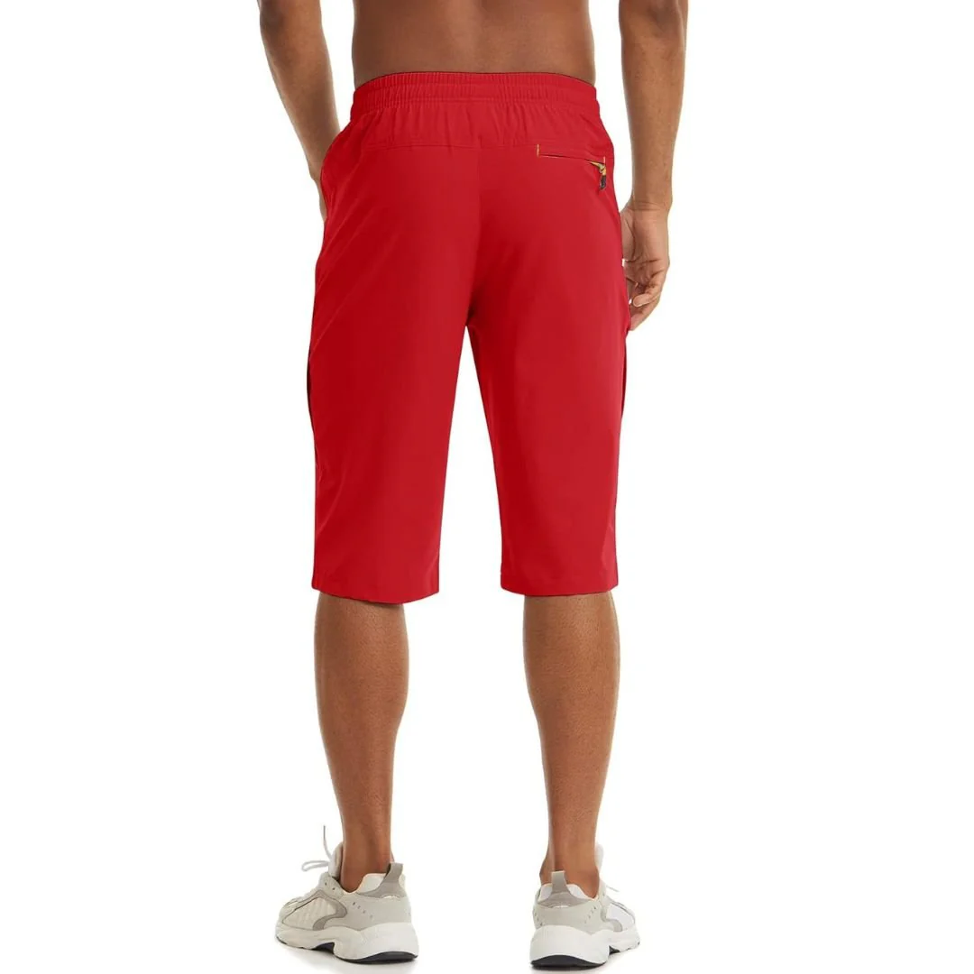 Men's Quick Dry 3/4 Capri Zipper Pockets Long Shorts
