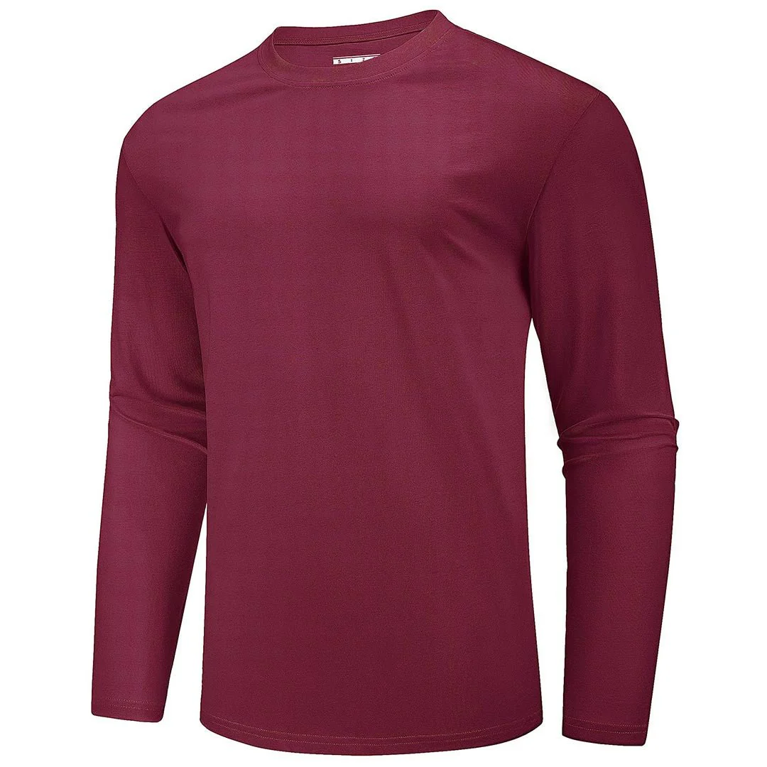 Men's Cotton Solid Color Classic Casual Long Sleeve T-shirt