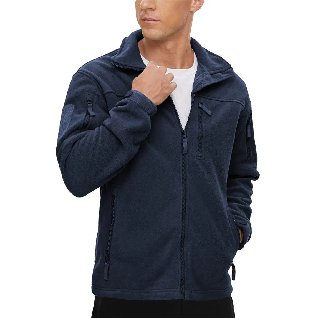 Men's Tactical Fleece Jackets Full Zip Coat with Multi Pockets