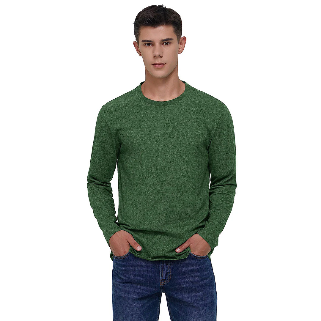Men's Cotton Solid Color Classic Casual Long Sleeve T-shirt