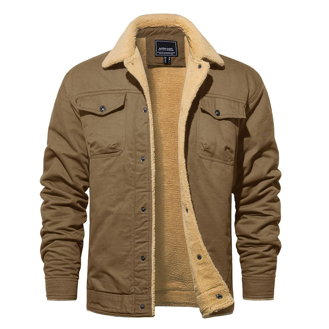 Men's Winter Jacket Sherpa Fleece Lined Cargo Coat with Multi Pockets