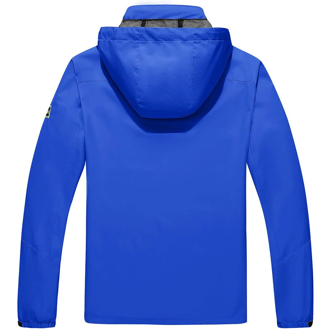 Men's Lightweight Waterproof Windproof Outdoor Hiking Jacket with Zipped Pockets