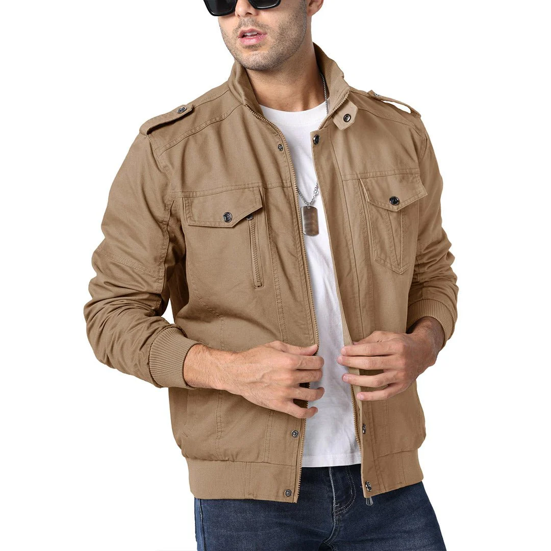 Men's Lightweight Casual Cotton Military Cargo Jacket