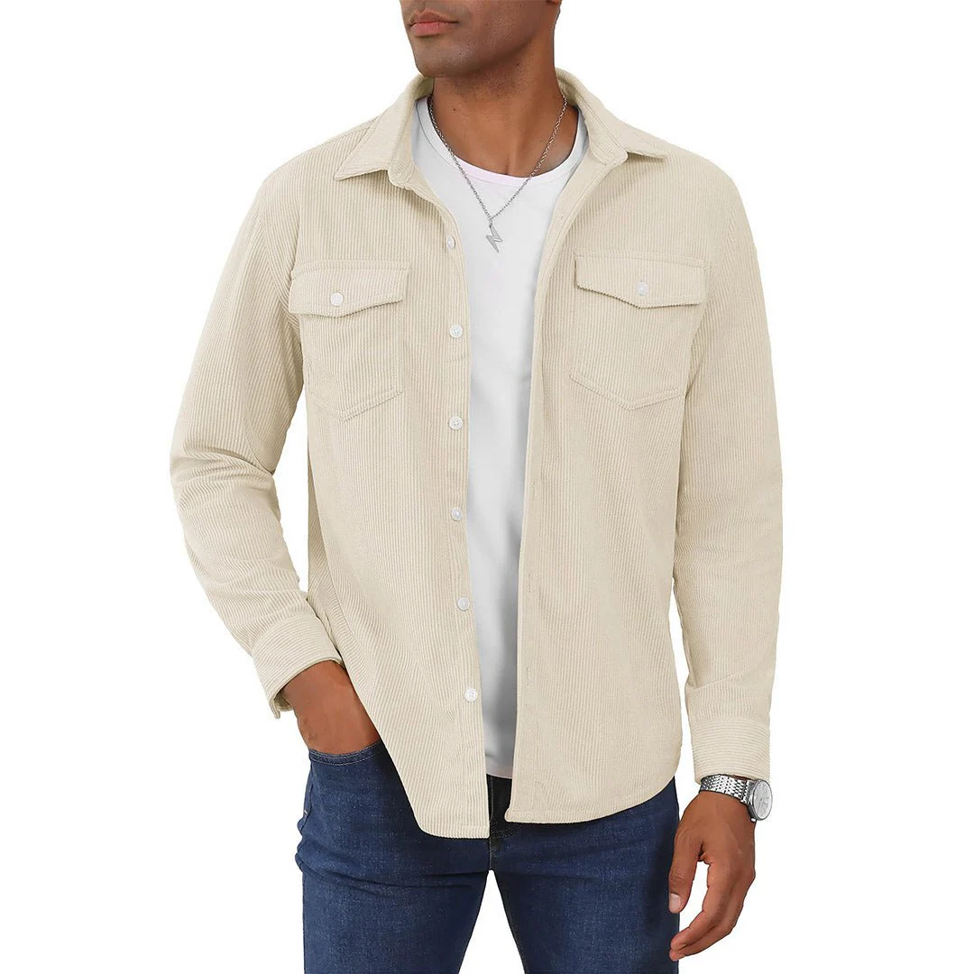 Men's Casual Shacket Lightweight Corduroy Shirt Jacket