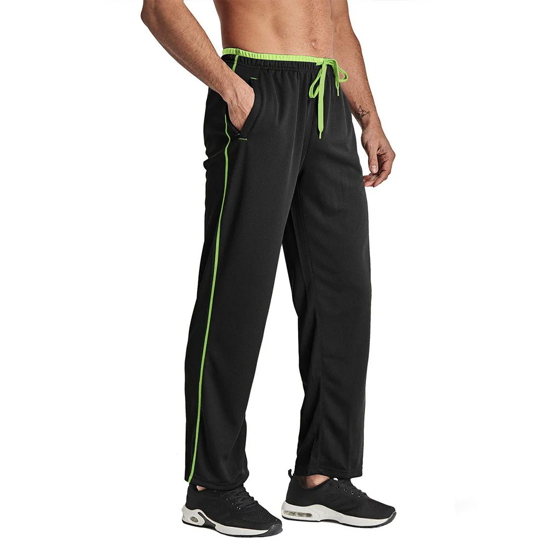 Men's Casual Open Bottom Mesh Sweatpants with Pockets