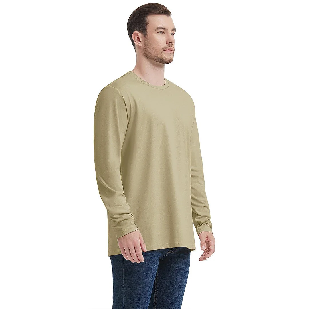 Men's Cotton Solid Color Classic Casual Long Sleeve T-shirt