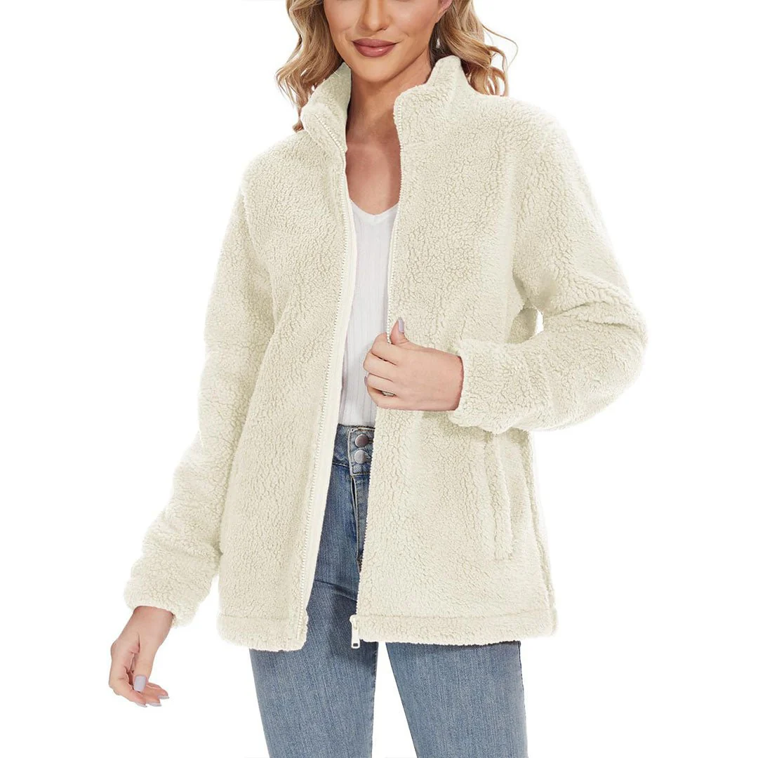 Women's Sherpa Fleece Full Zip Fuzzy Jackets