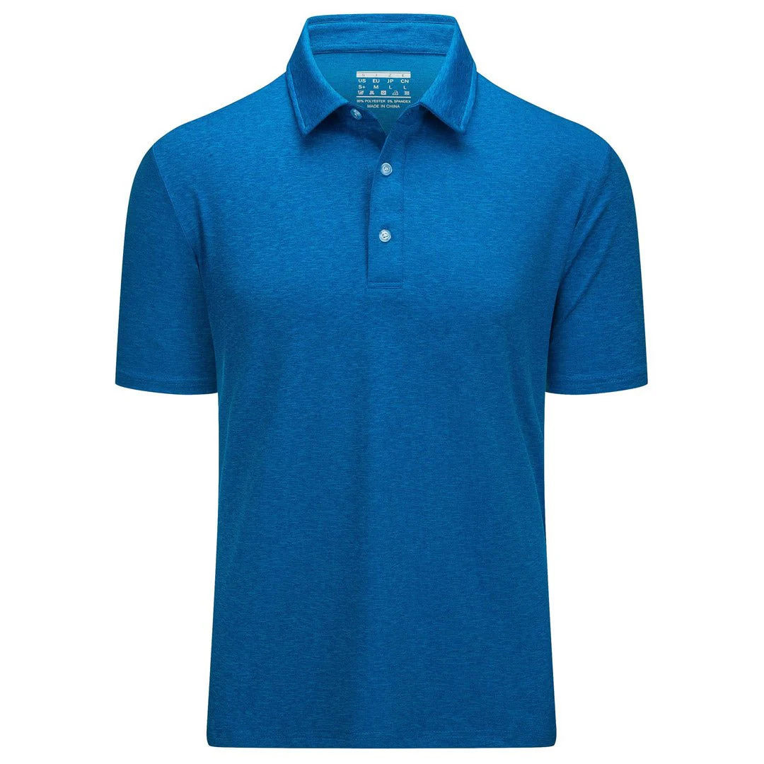 Men's Golf 3 Buttons Spread Collar Solid Quick Dry Polo Shirt