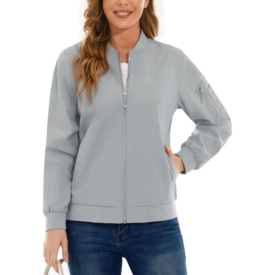 Women's Lightweight Casual Windbreaker Bomber Jackets