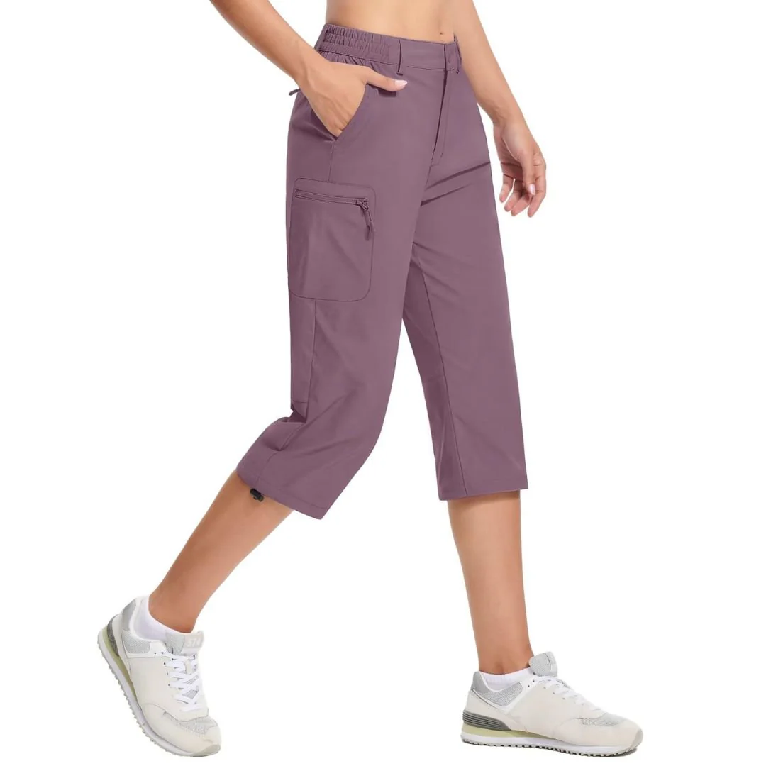 Women's Hiking Pants Cargo Capris Lightweight Stretch Water Resistant Joggers