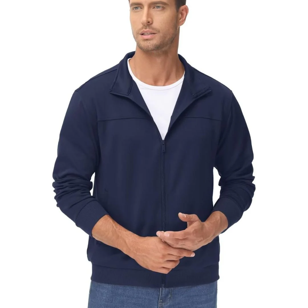 Men's Track Lightweight Full Zip Up Stand Collar Jacket