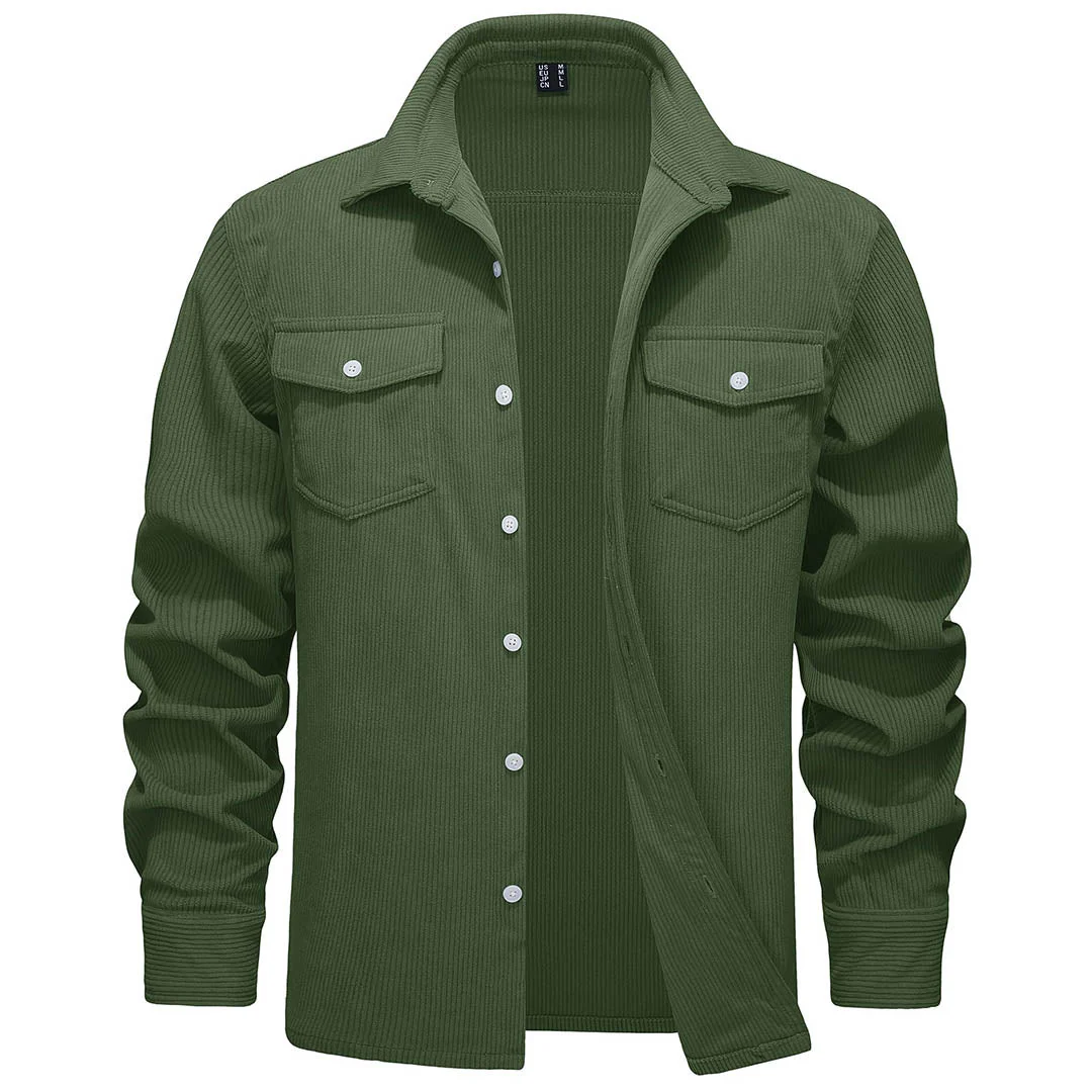 Men's Casual Shacket Lightweight Corduroy Shirt Jacket
