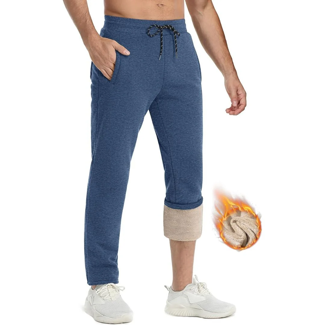 Men's Winter Fleece Sherpa Lined Sweatpants Thicken Warm Jogger Pants