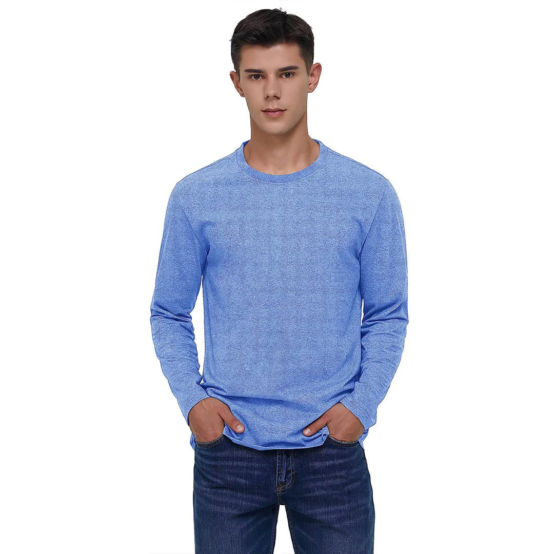 Men's Cotton Solid Color Classic Casual Long Sleeve T-shirt