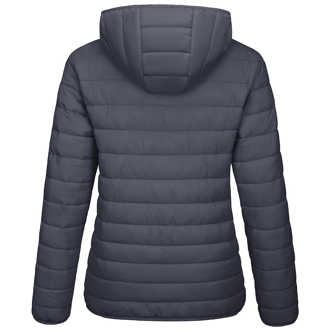 Women's Lightweight Puffer Full-zip Water-Resistant Winter Coat with Hood