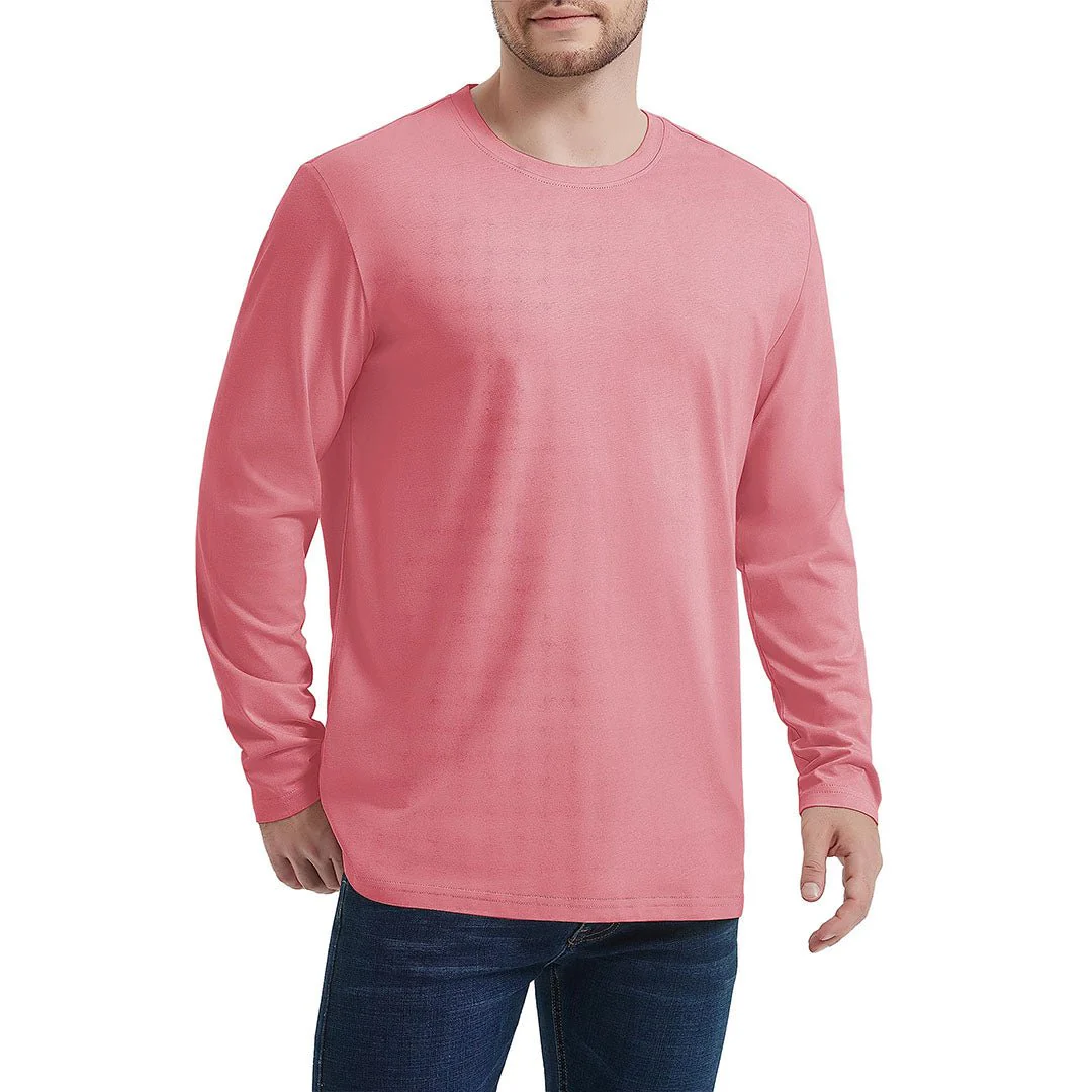 Men's Cotton Solid Color Classic Casual Long Sleeve T-shirt