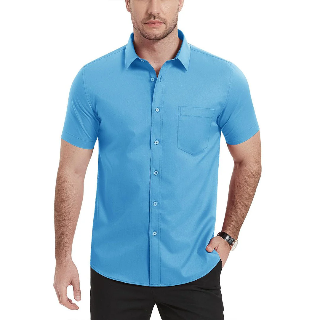Men's Summer Casual Regular Fit Button Down Short Sleeve T-shirt